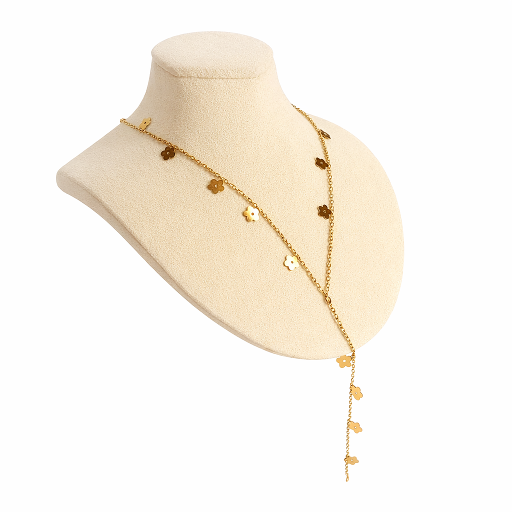 FLORA DROP STAINLESS STEEL Y NECKLACE