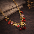 1 PIECE CHERRY CHARM NECKLACE,BOW STRAWBERRY PENDANT NECKLACES,BOHEMIAN JEWELRY