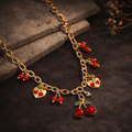 1 PIECE RED CHERRY PENDANT NECKLACE-HEART SHAPED PENDANT NECKLACE WITH CHARMS