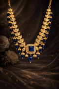 ROYAL SAPPHIRE BLOOM KUNDAN POLKI NECKLACE