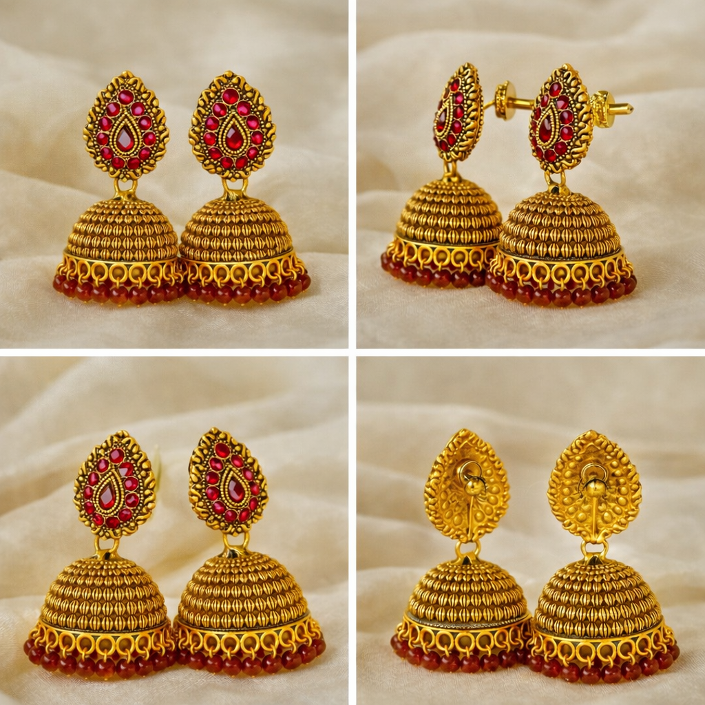 RED BLOSSOM JHUMKIS