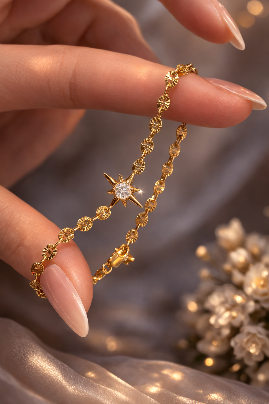 1 PIECE STAINLESS STEEL SPARKLING STAR BRACELET FOR WOMEN