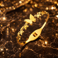 GOLDEN FLUTTER STAINLESS STEEL OPEN BUTTERFLY BANGLE BRACELET