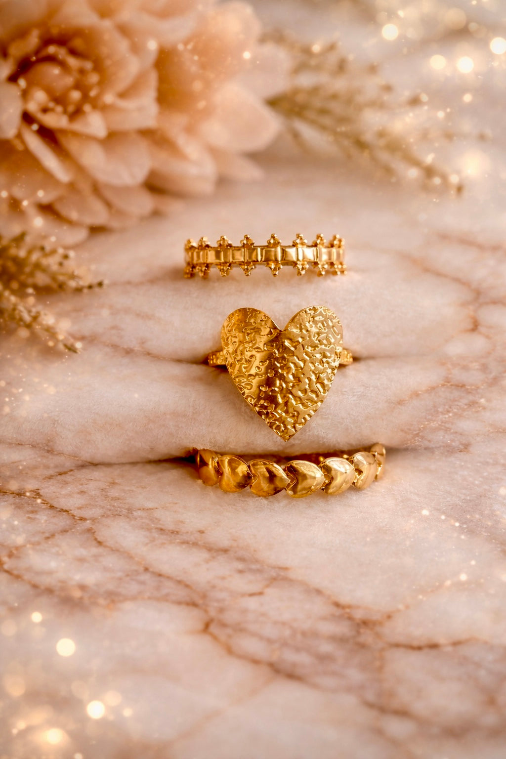 3 PIECE GOLDEN HEART TRINITY SET