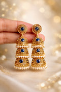 TRADITIONAL MULTILAYERED NEELAM PEARL JHUMKI