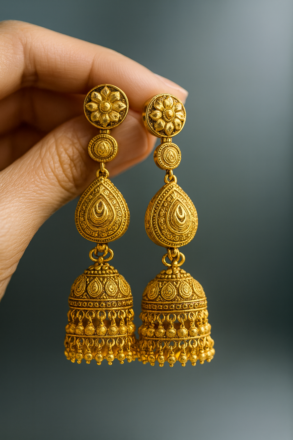 TRADITIONAL GOLDEN BLOOM JHUMKA
