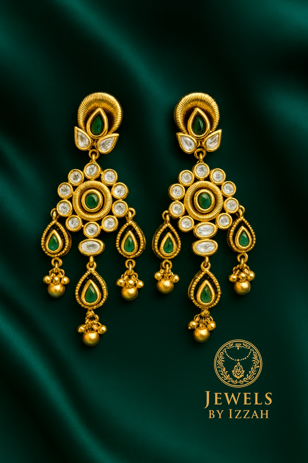 TRADITIONAL MAHARANI GREEN CHANDBALI EARRINGS