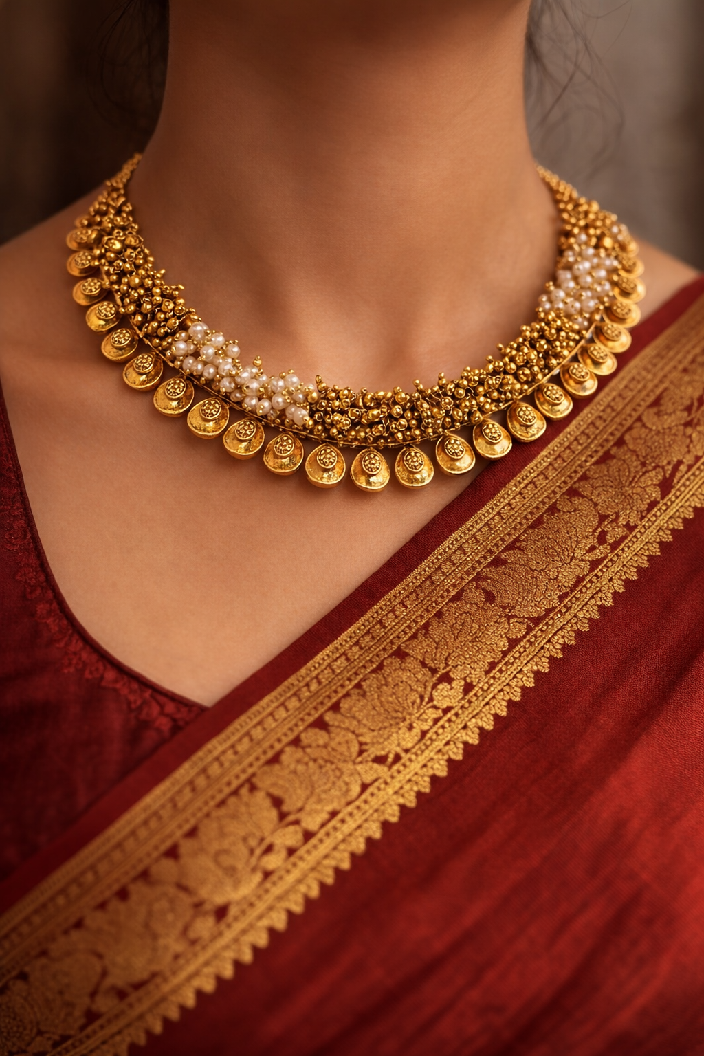 ROYAL PEARL TEMPLE CHOKER SET
