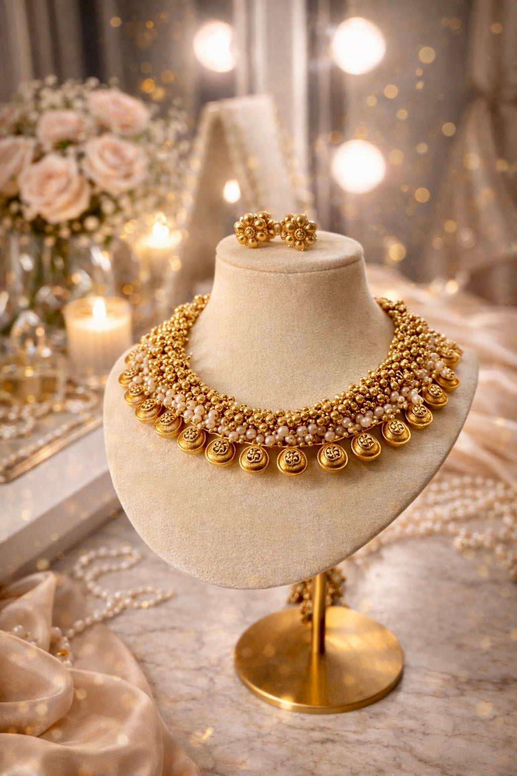 ROYAL PEARL TEMPLE CHOKER SET