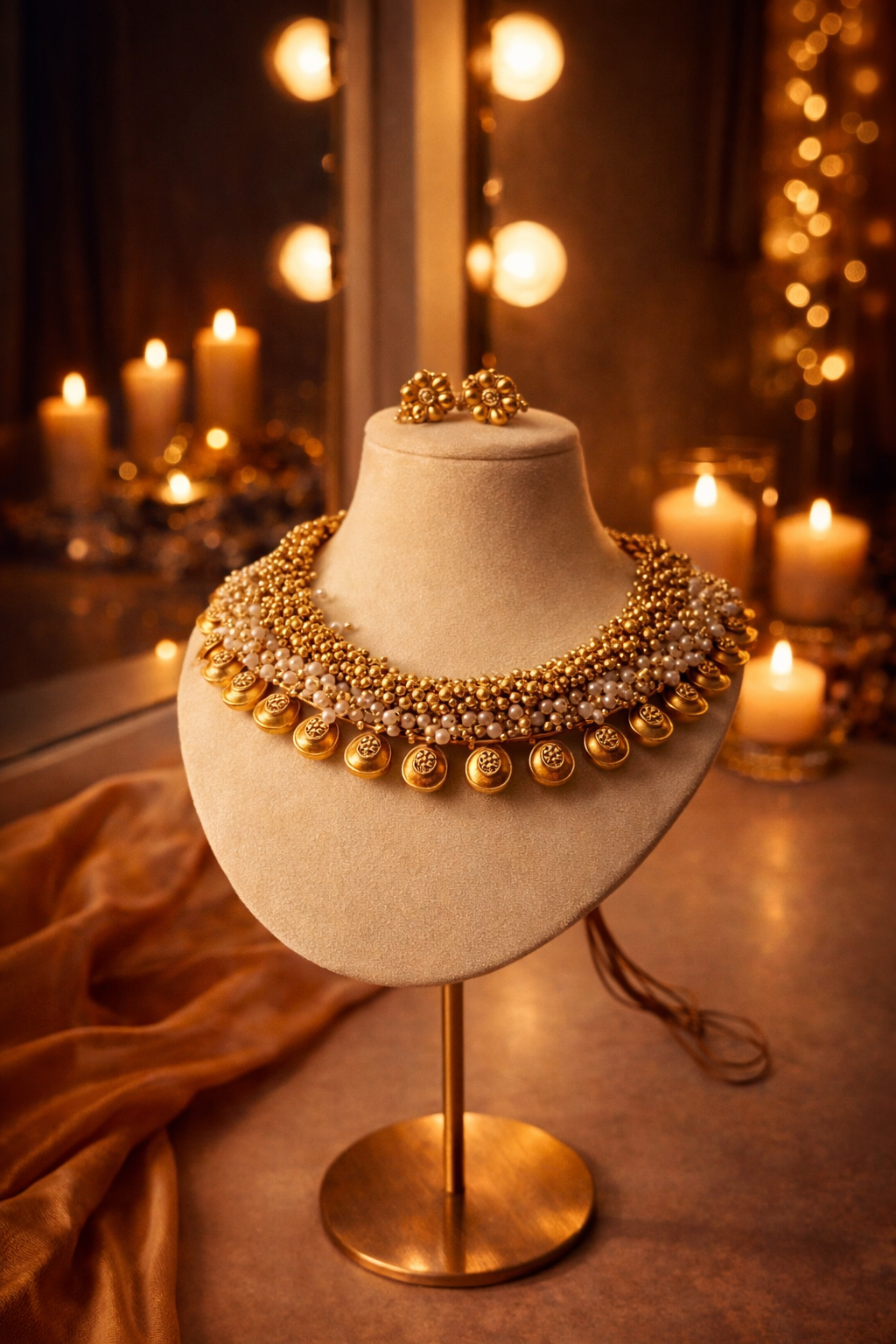 ROYAL PEARL TEMPLE CHOKER SET