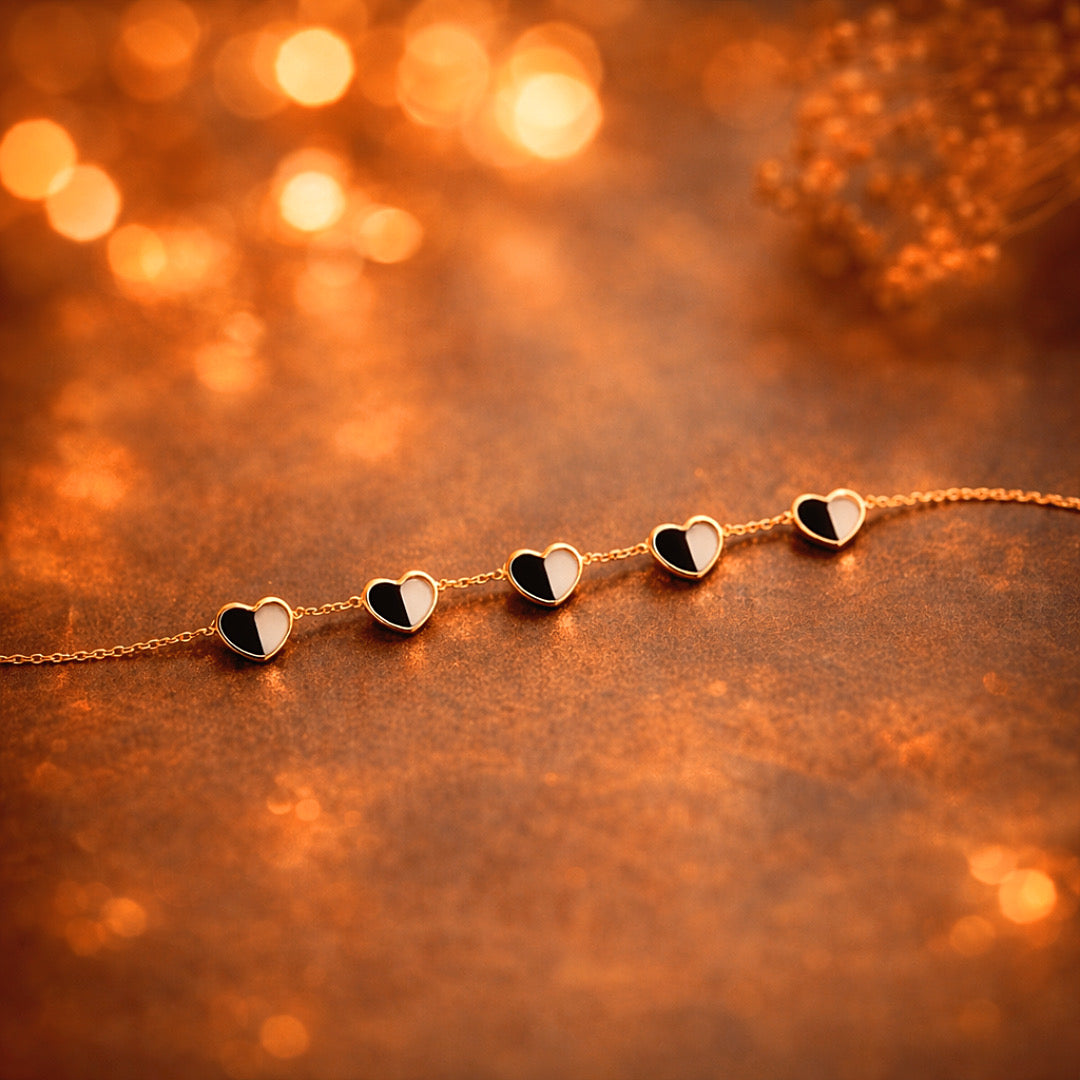 MIDNIGHT DUO HEART CHAIN BRACELET