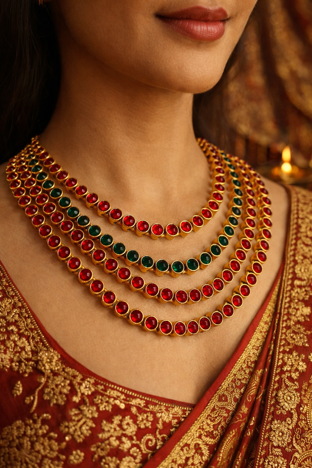 ROYAL RUBY HERITAGE LAYERS-NECKLACE SET