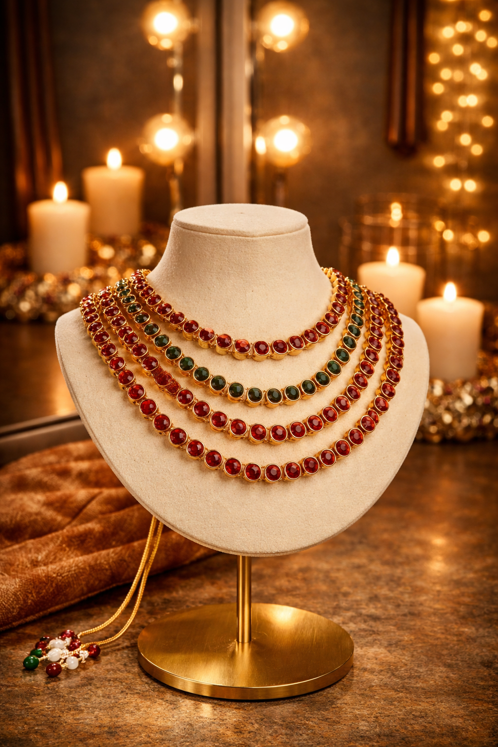 ROYAL RUBY HERITAGE LAYERS-NECKLACE SET