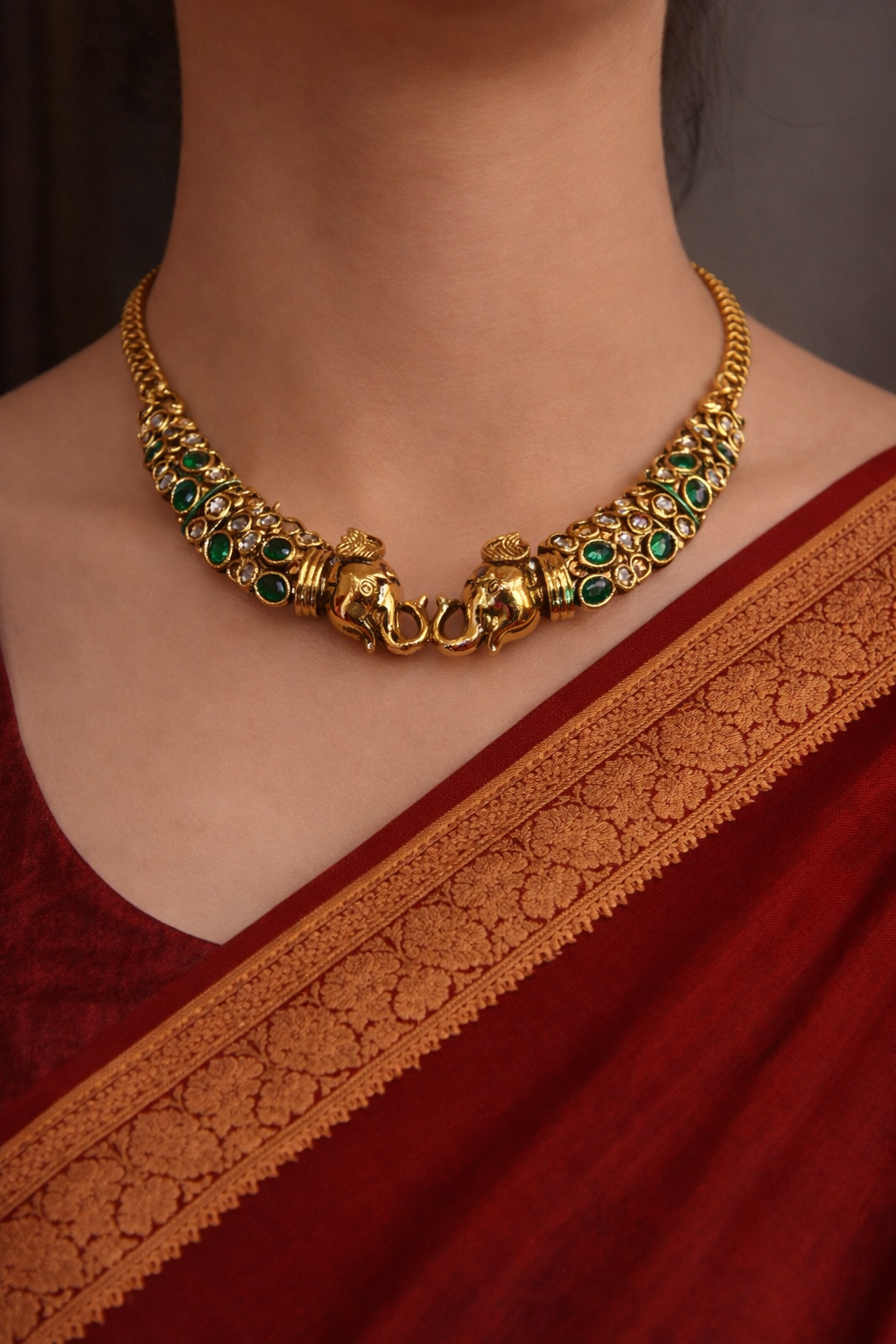 ROYAL EMERALD ELEPHANT CHOKER