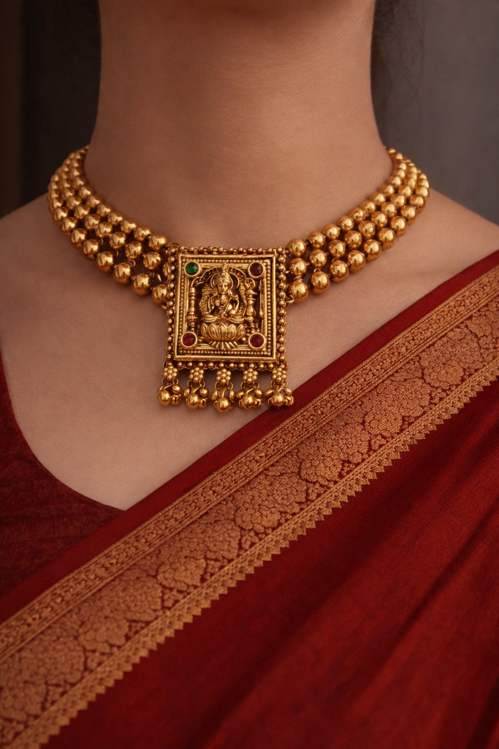 TEMPLE HERITAGE GOLD NECKLACE SET