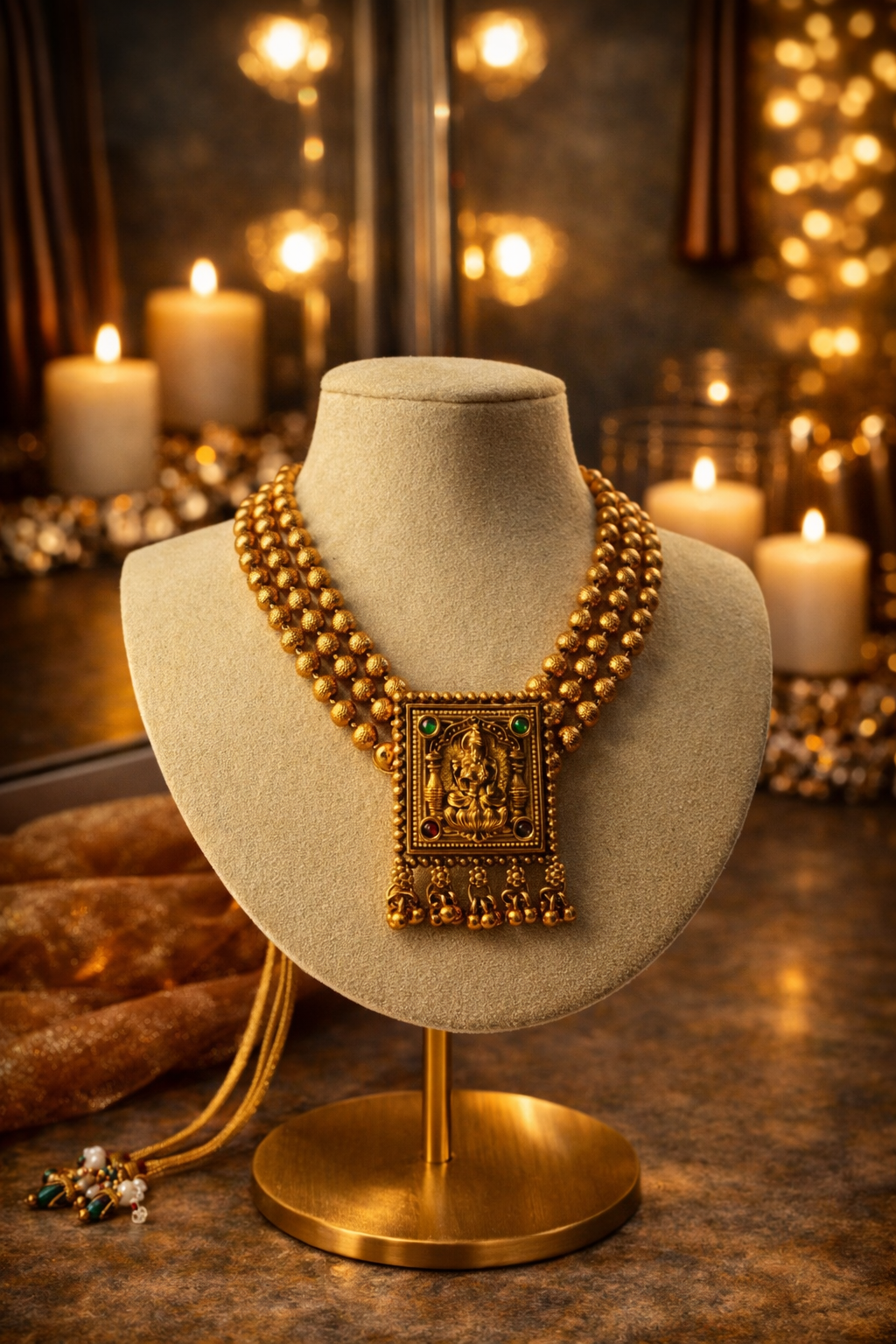 TEMPLE HERITAGE GOLD NECKLACE SET