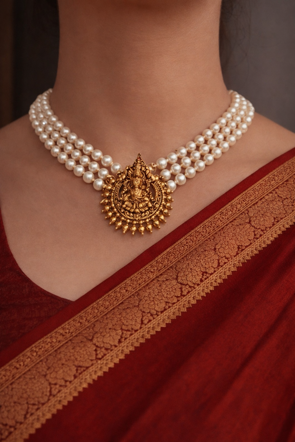 TEMPLE PEARL HERITAGE CHOKER SET