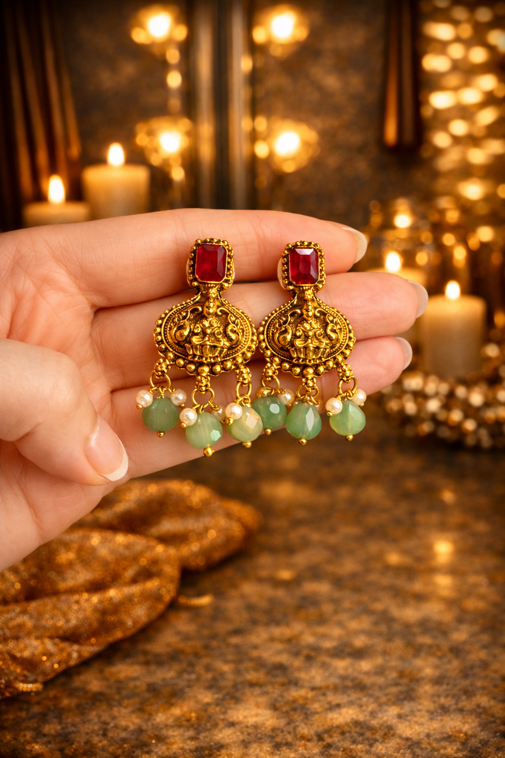 TEMPLE PEARL ANTIQUE NECKLACE SET