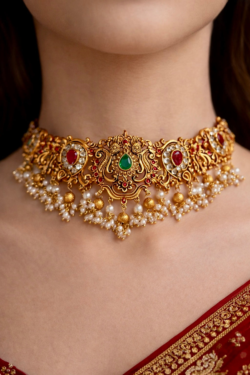 PEACOCK TEMPLE HERITAGE CHOKER SET