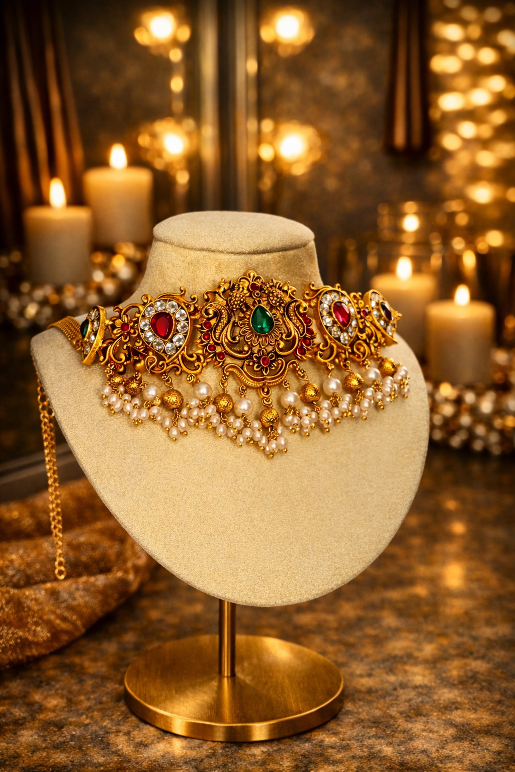 PEACOCK TEMPLE HERITAGE CHOKER SET
