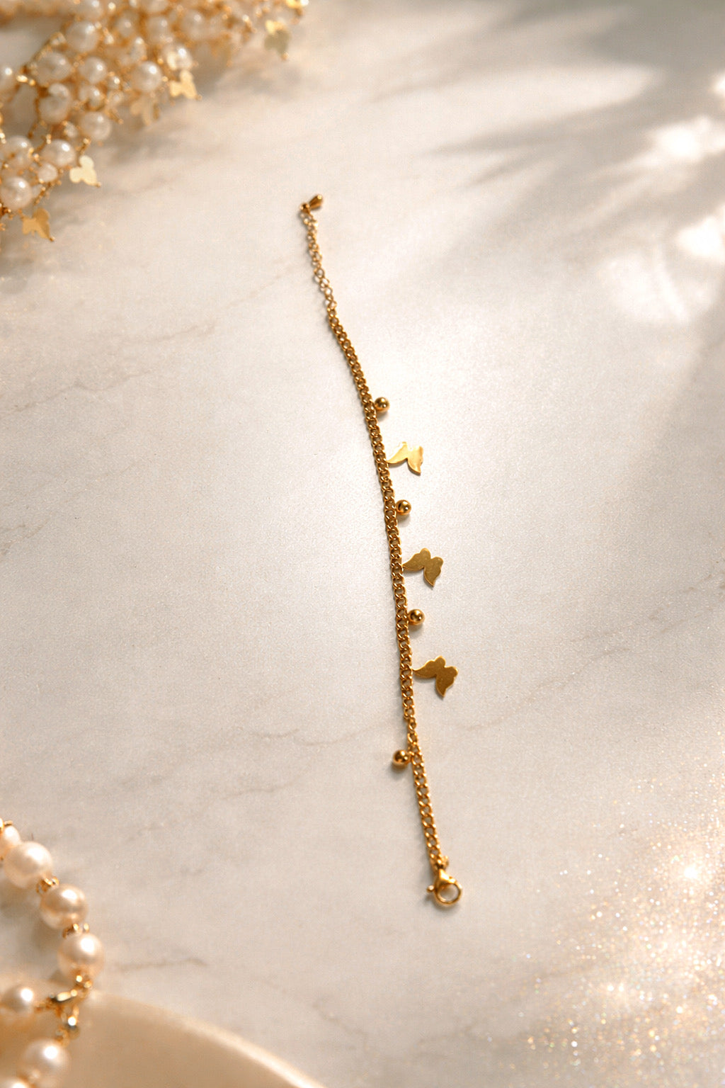 STAINLESS STEEL BUTTERFLY CHAIN BRACELET