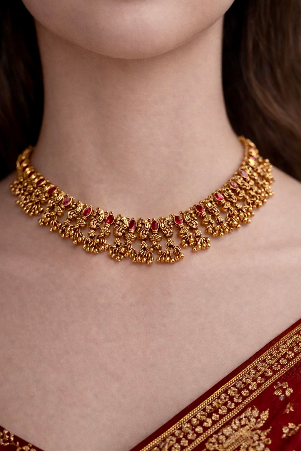 ROYAL PEACOCK TEMPLE NECKLACE SET