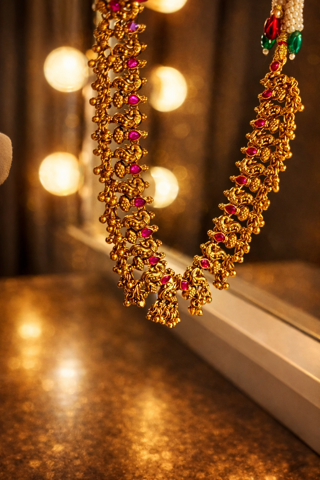 ROYAL PEACOCK TEMPLE NECKLACE SET