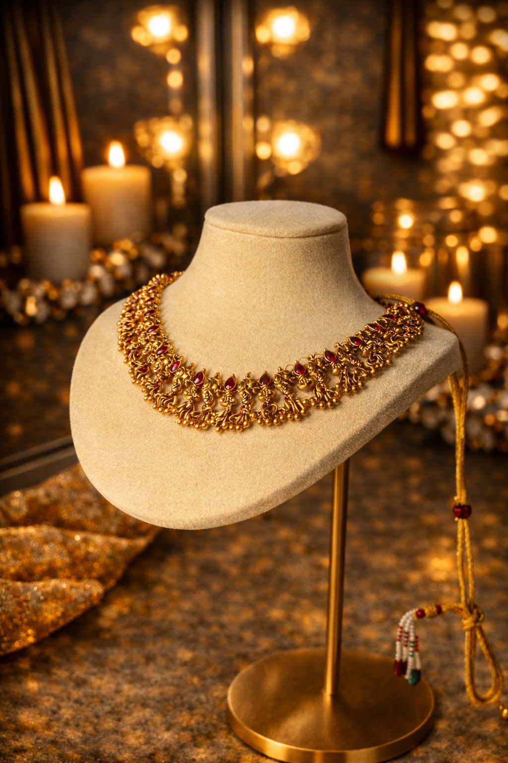 ROYAL PEACOCK TEMPLE NECKLACE SET