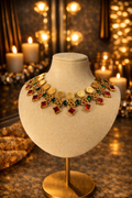 TEMPLE COIN RUBY EMERALD CHOKER SET