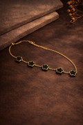 BLACK FLORAL CHARM CHAIN BRACELET