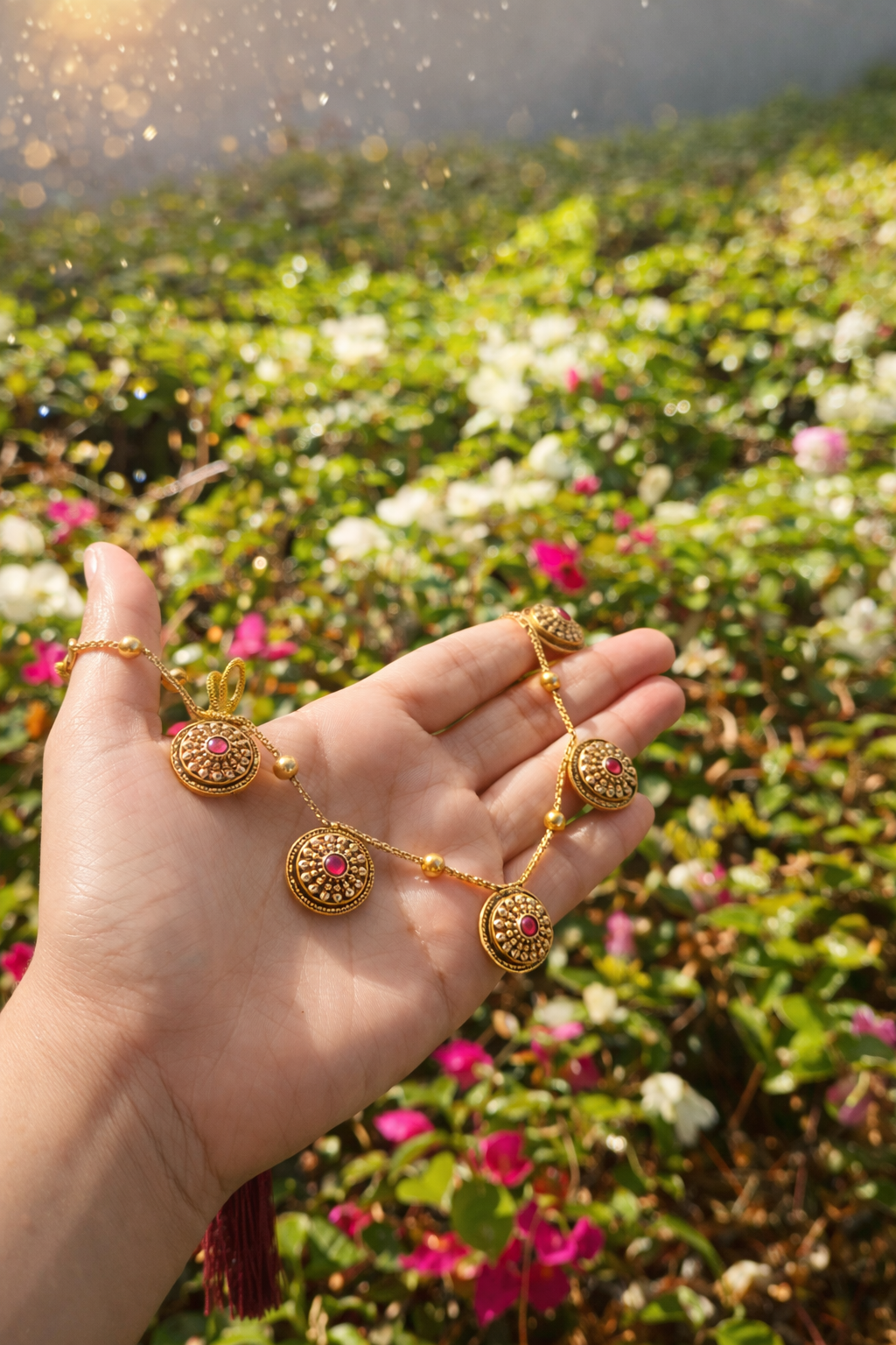 TRADITIONAL NANGELI NECKLACE-RUBY STONE