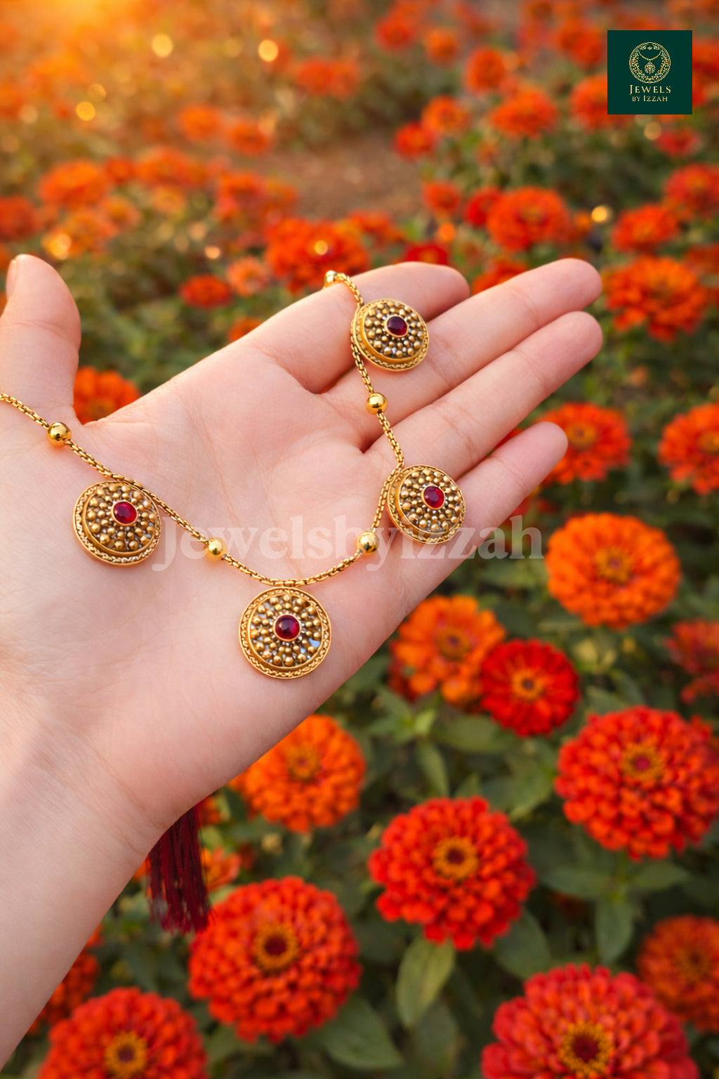 TRADITIONAL NANGELI NECKLACE-RUBY STONE