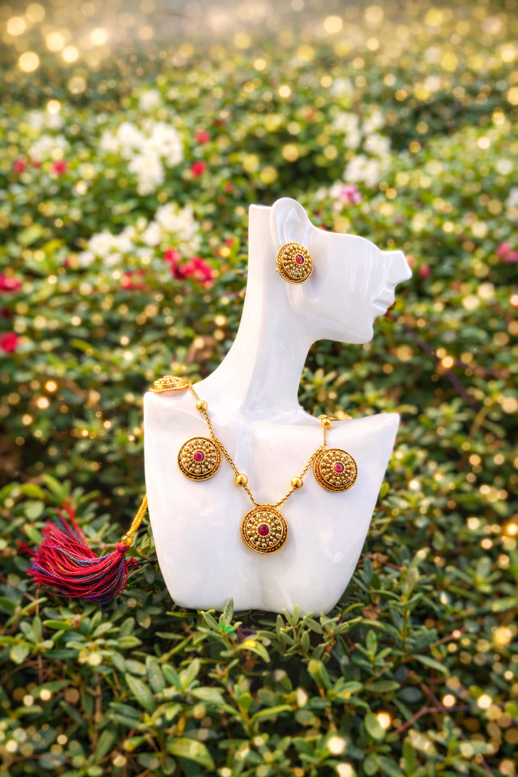 TRADITIONAL NANGELI NECKLACE-RUBY STONE