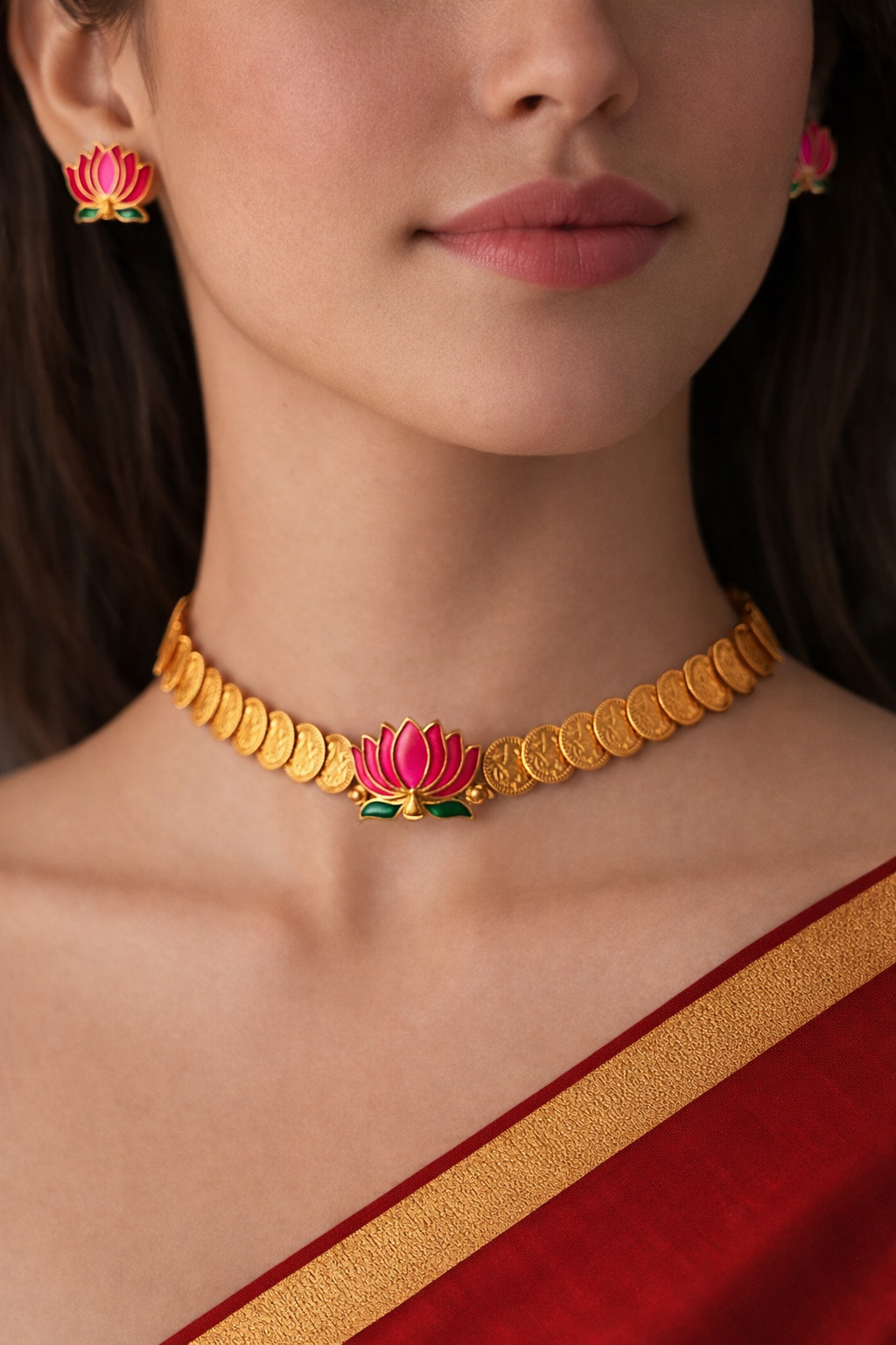 LAYERED LOTOUS COIN NECKLACE SET
