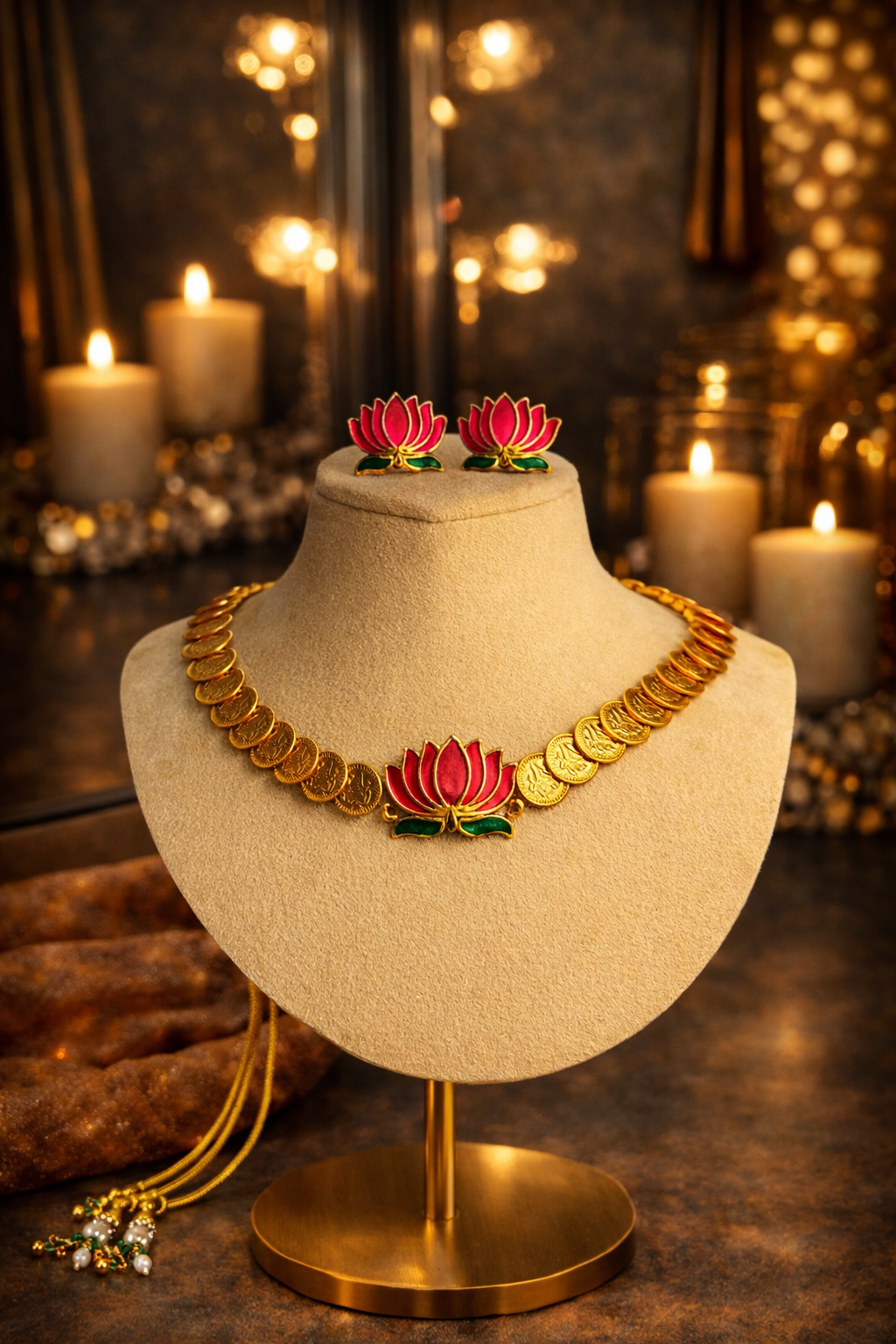 LAYERED LOTOUS COIN NECKLACE SET