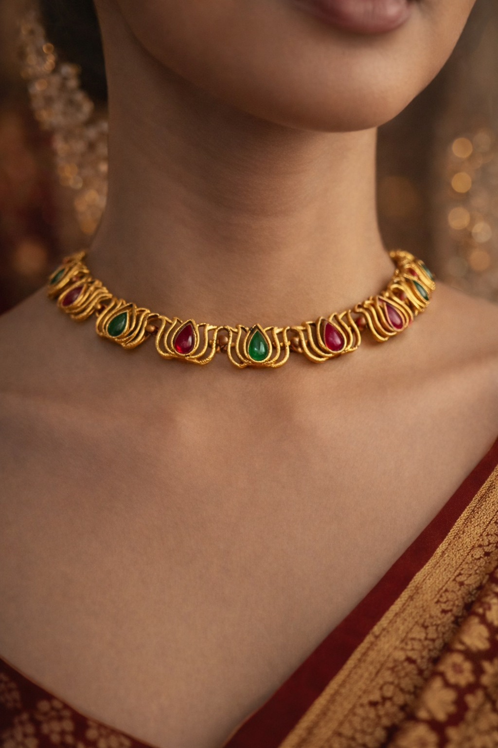 SIMPLE MULTICOLOURED LOTOUS ELEGANCE CHOKER