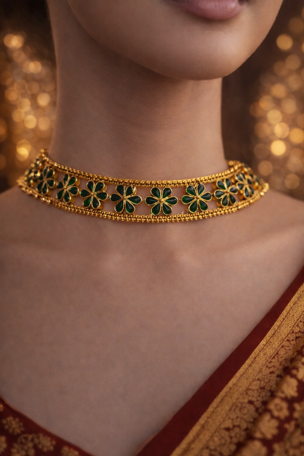 TRADITIONAL GREEN PETAL CHOKER