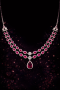 DOUBLE-LAYERED LINE NECKLACE WITH RHODIUM PLATING