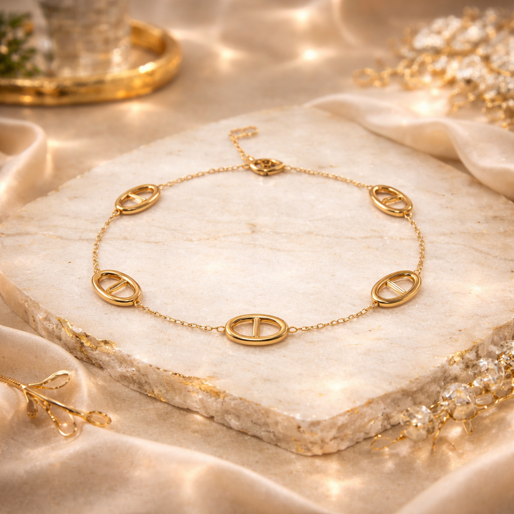 GOLDEN OVAL LINK CHAIN BRACELET