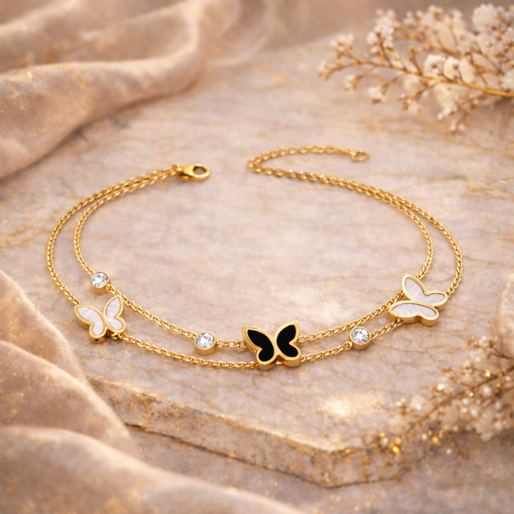 BUTTERFLY LUXE DOUBLE CHAIN BRACELET