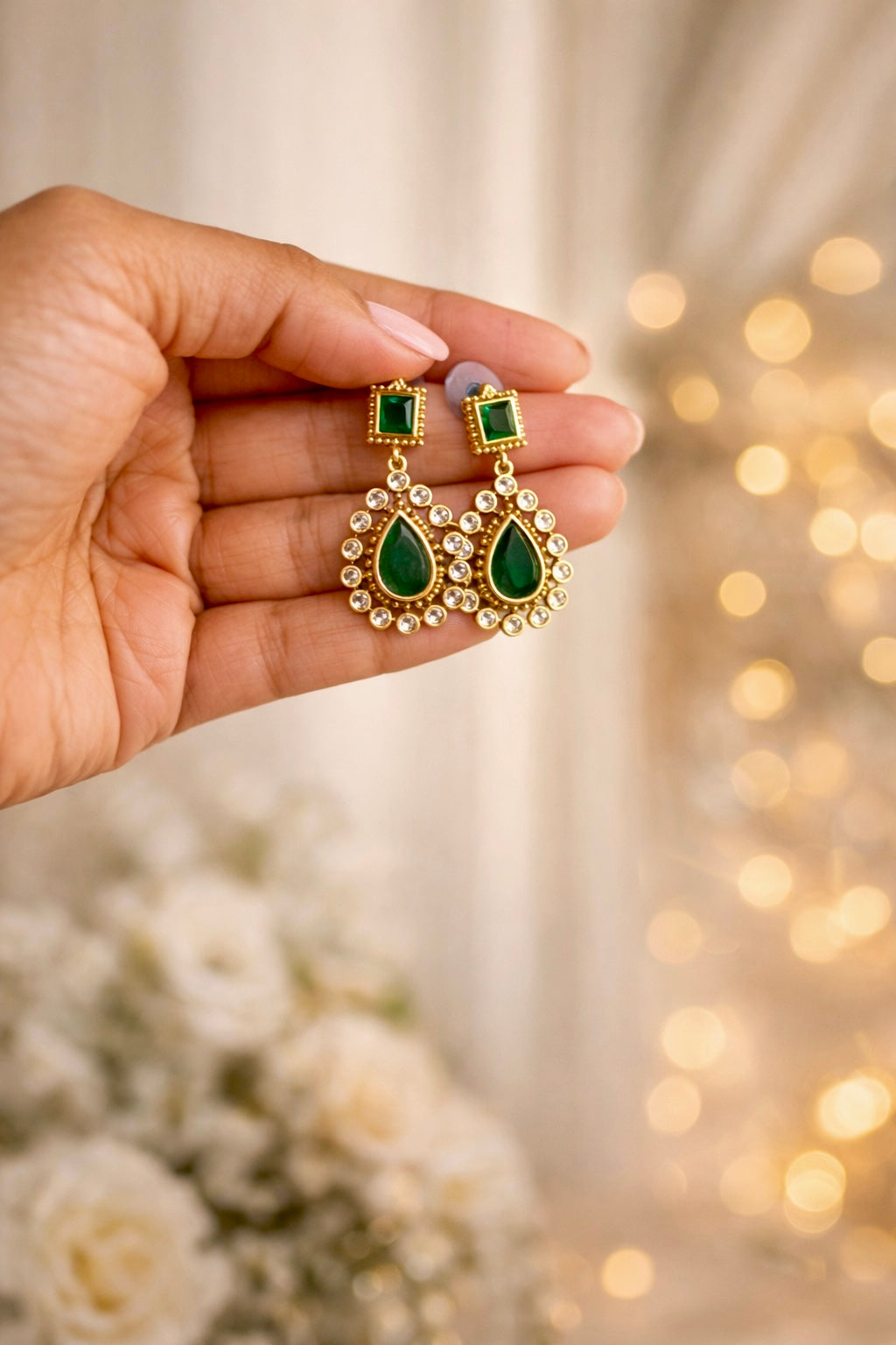 EMERALD ROYALE DROP NECKLACE SET