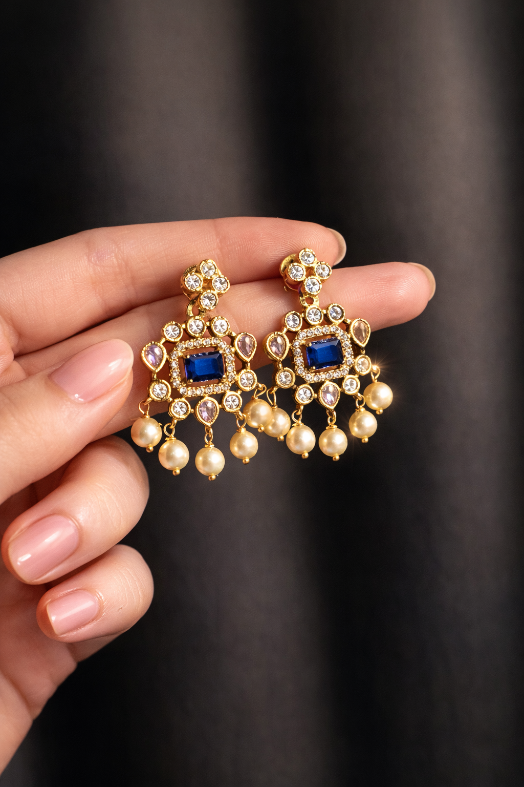 ROYAL SAPPHIRE PEARL DROP AD NECKLACE SET