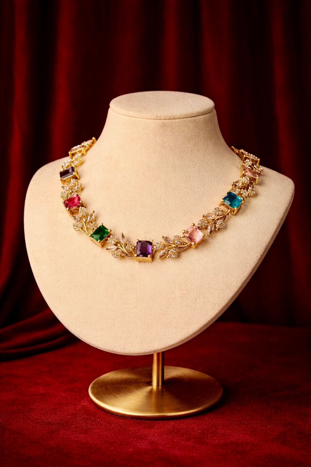 LUXURY MULTICOLOUR NAVARATNA INSPIRED NECKLACE