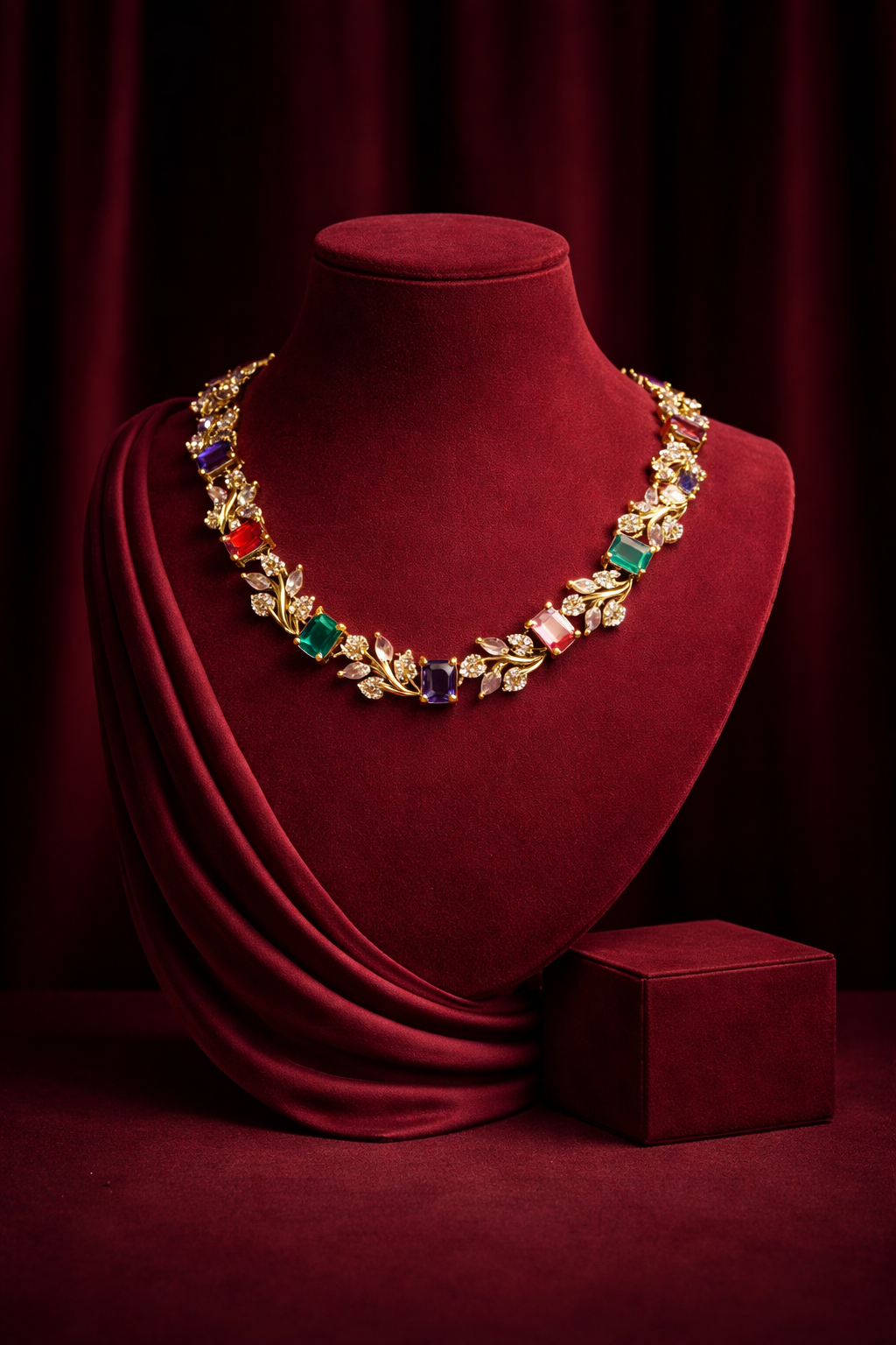 LUXURY MULTICOLOUR NAVARATNA INSPIRED NECKLACE