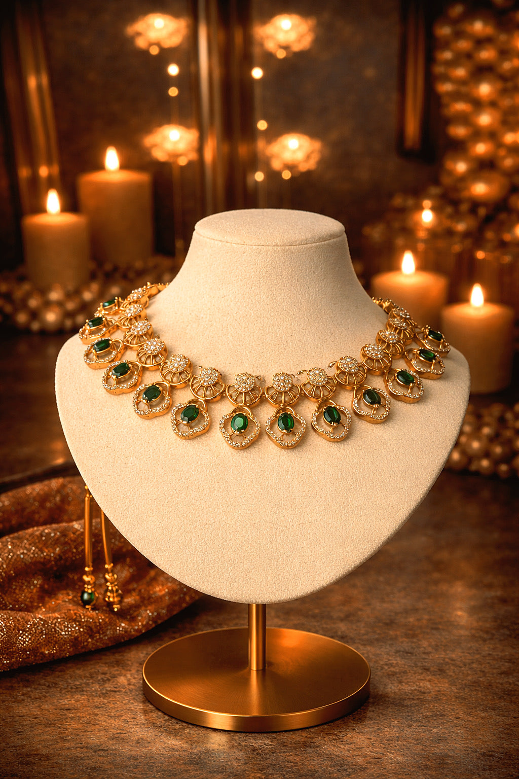 EMERALD HALO DROP NECKLACE