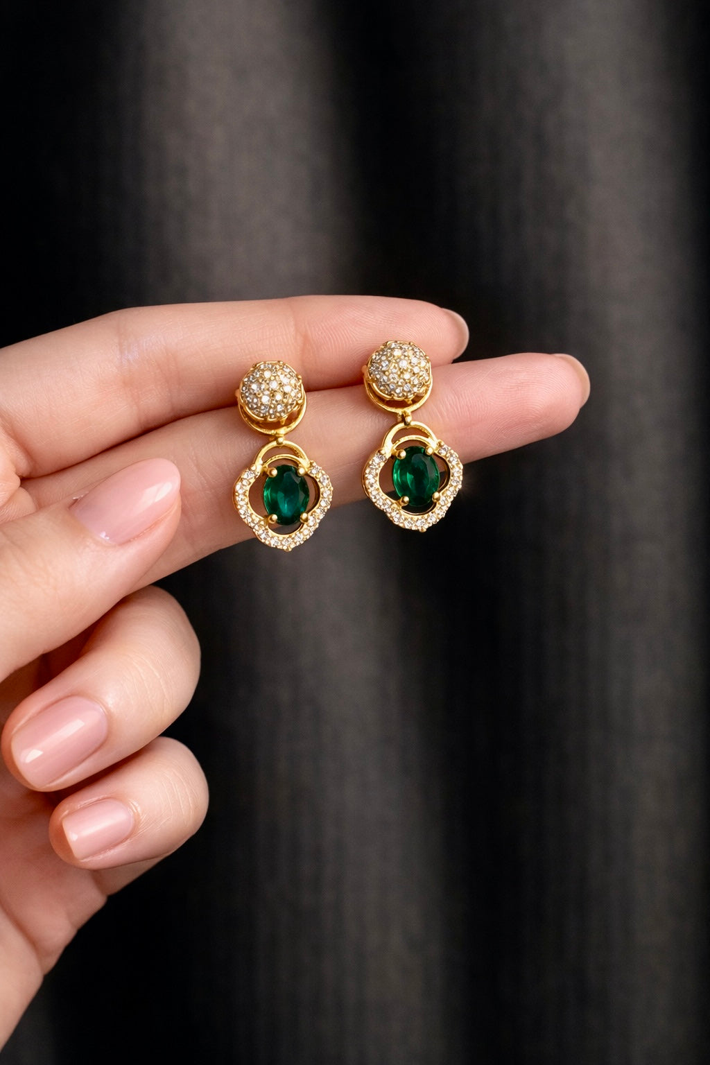 EMERALD HALO DROP NECKLACE