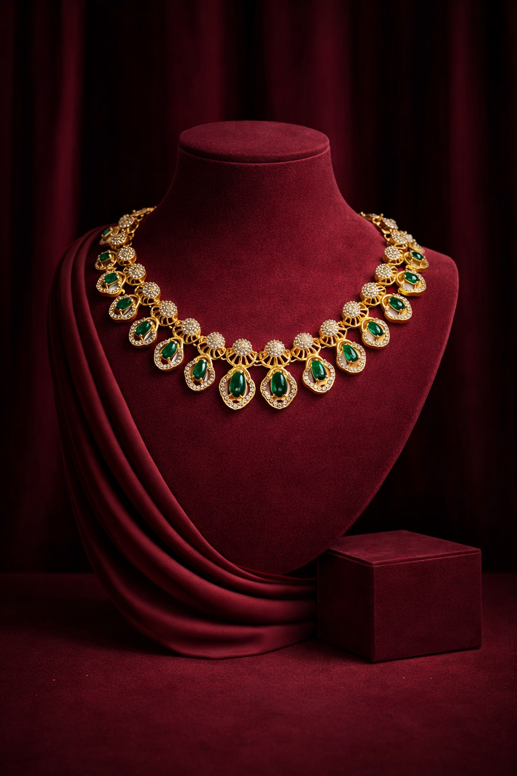 EMERALD HALO DROP NECKLACE