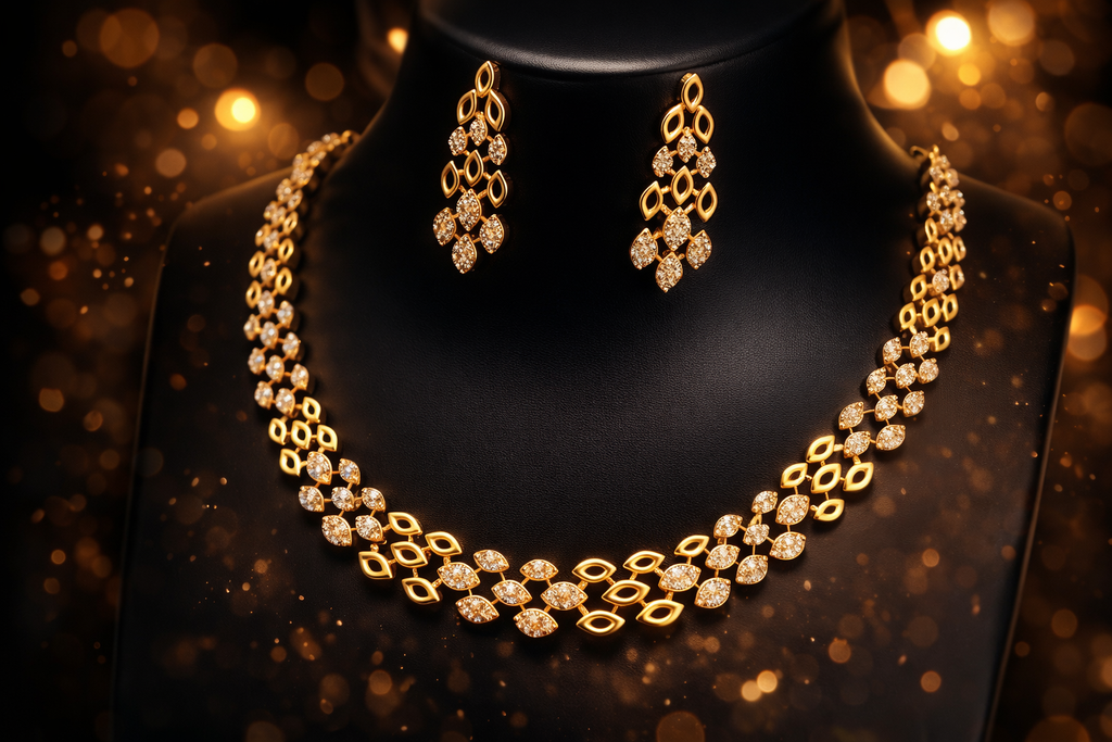 HONEYCOMB GLOW AD STONE NECKLACE SET