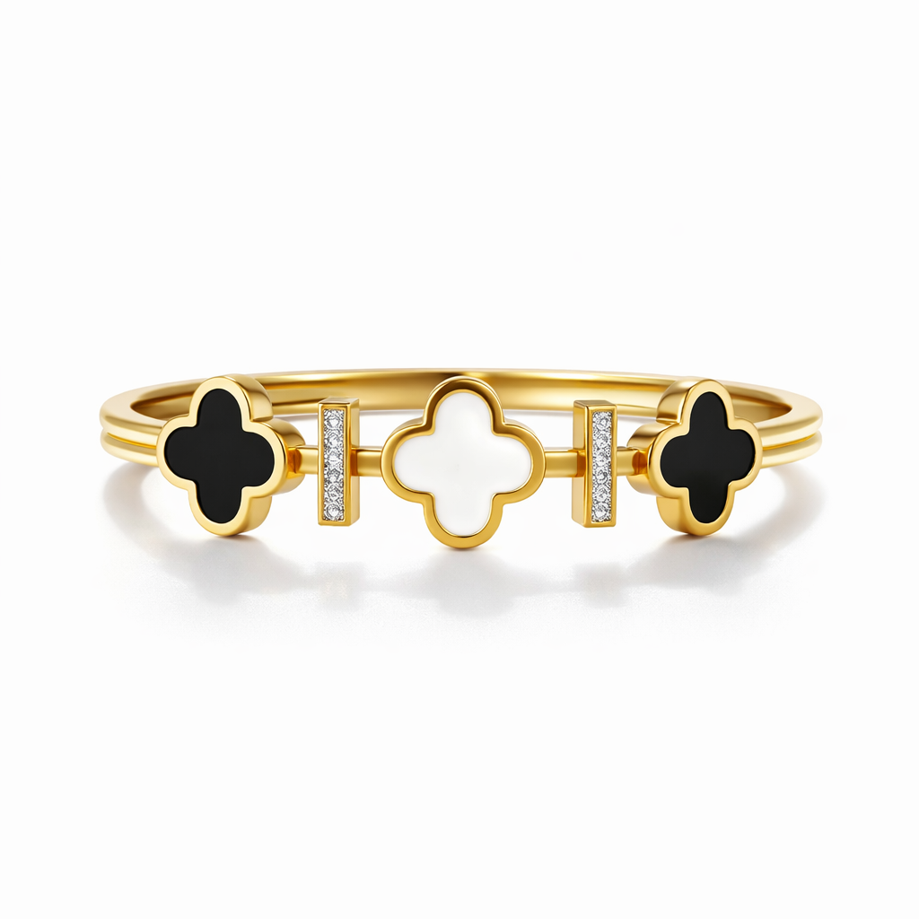 CLOVER-LINE OPEN BANGLE BRACELET