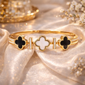 CLOVER-LINE OPEN BANGLE BRACELET